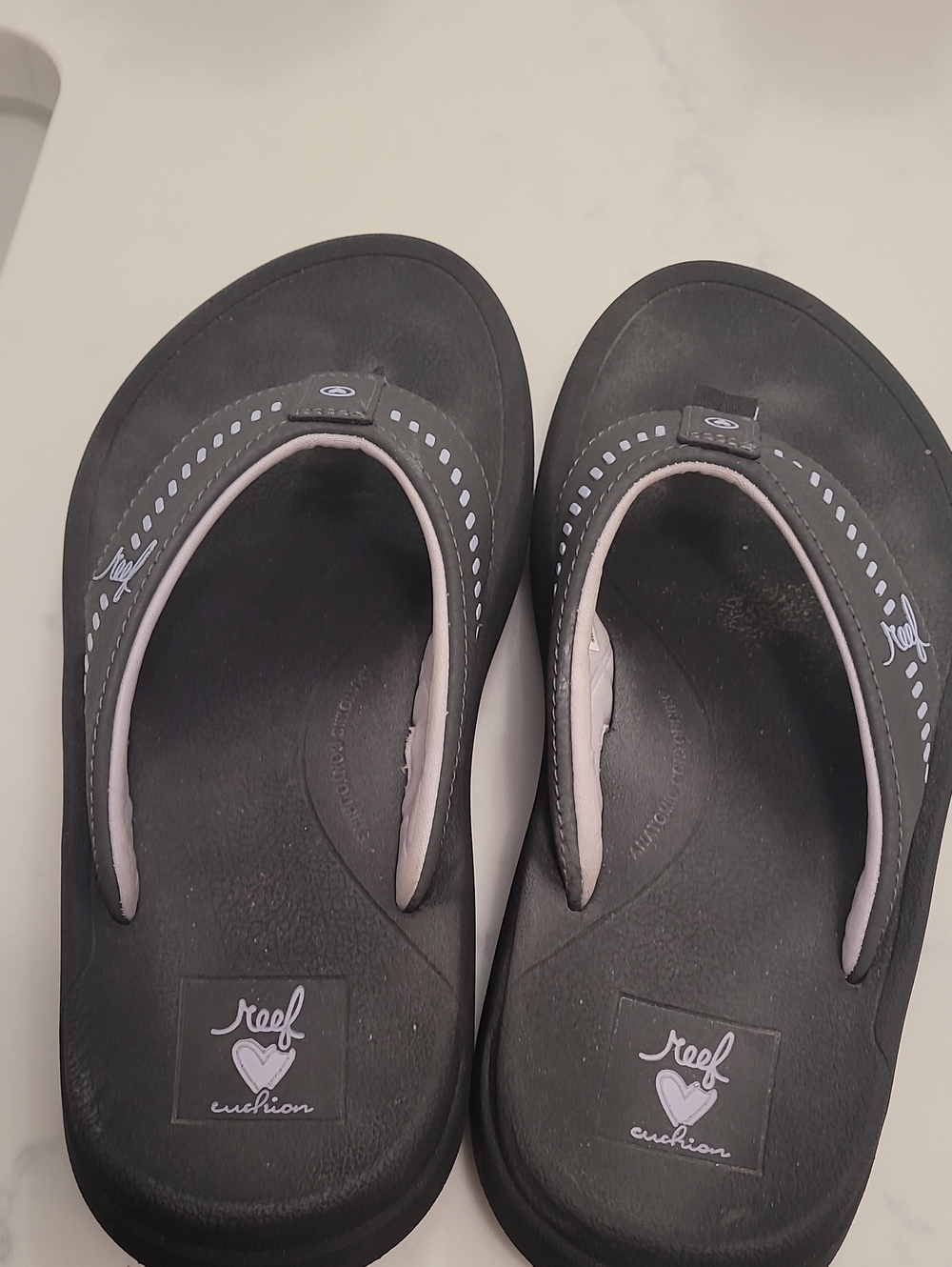 Reef Women's Black Sandals with Pale Pink Trim